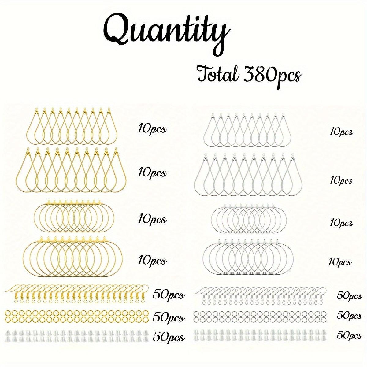Jewelry Making Kit with 380 Earring Components Bead Hoop Hooks and Supplies