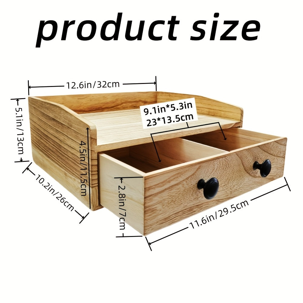 Rustic Wood Coffee Station Organizer with Drawer and K Cup Holder