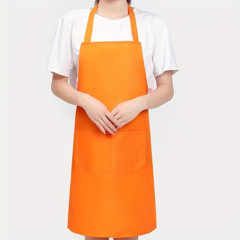 Waterproof Polyester Apron with Pockets for Cooking BBQ and Salon Use in Red Black Pink