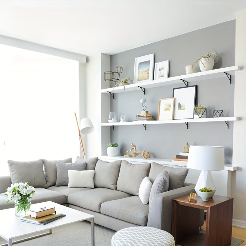 Triangular Wall Shelves Set with Sturdy Brackets for Bedroom Living Room Kitchen