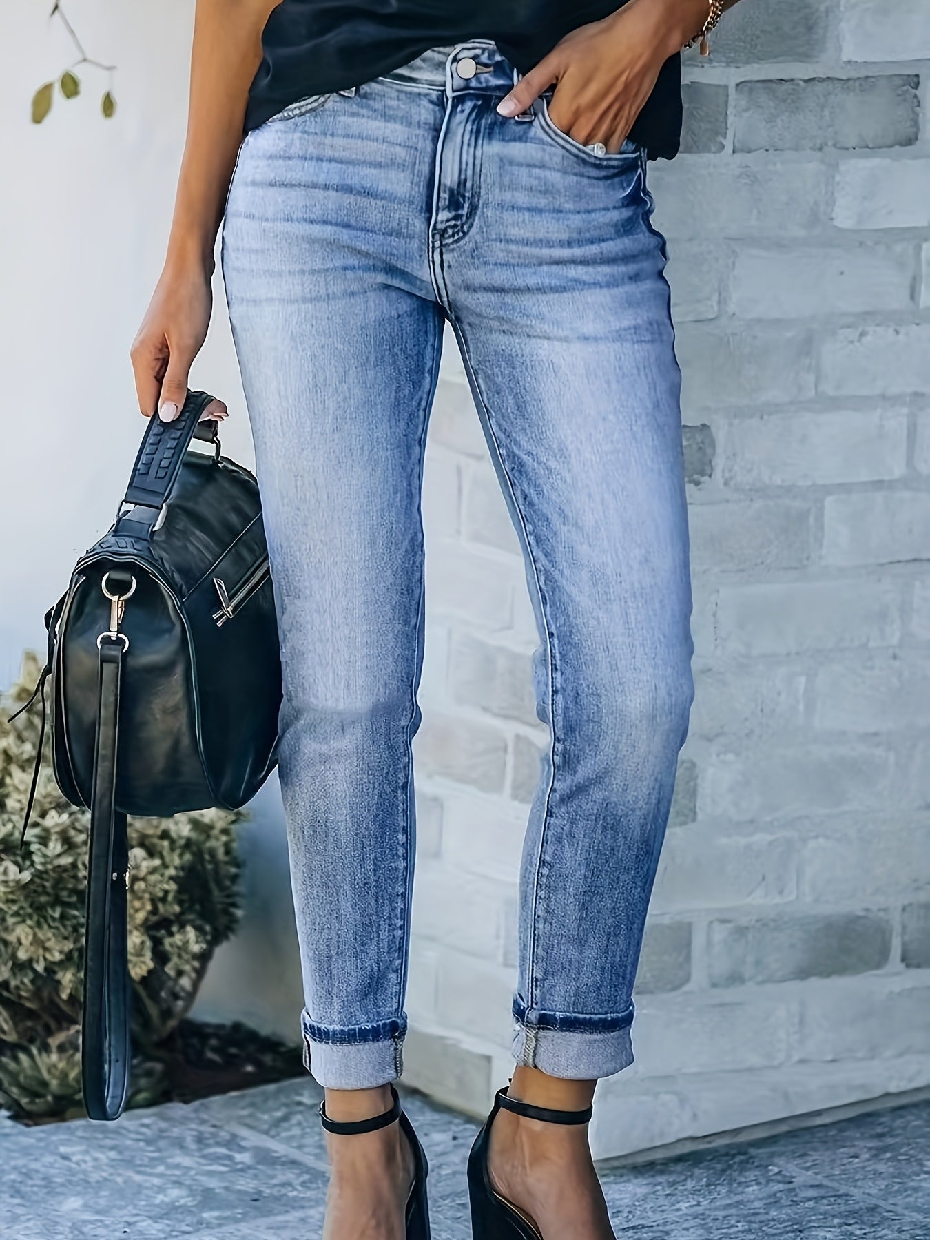 Women's Plus Size High-Stretch Skinny Jeans Casual Slim Fit Denim Pants