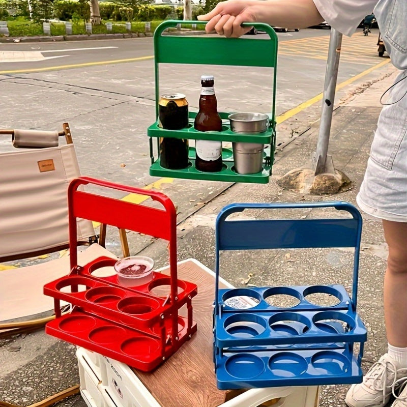 Plastic Beer Caddy for Outdoor Camping and Home Use Portable Foldable Beverage Organizer