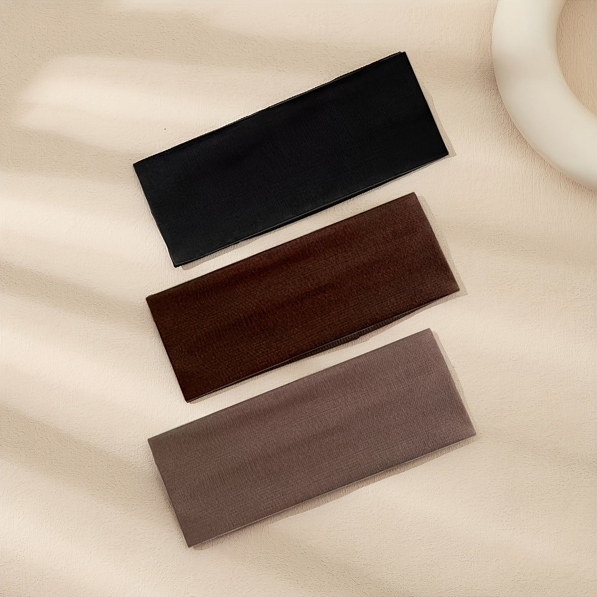 Women's Anti-Slip Headbands for Yoga Running Cycling Set of 3 Black Dark Brown Light Beige