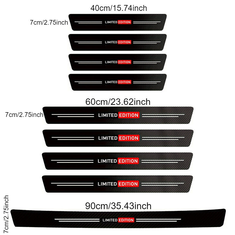 9pcs protectores de umbral de fibra de carbono resistentes a arañazos para puertas de coche