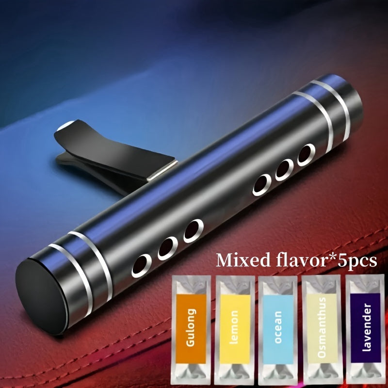 Car Air Freshener Set Aluminum Alloy Vent Clip Diffuser with 5 Refills