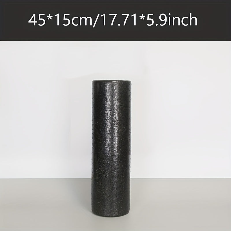 Черный ролик для йоги из высокоплотной пены средней жесткости для растяжки и восстановления мышц