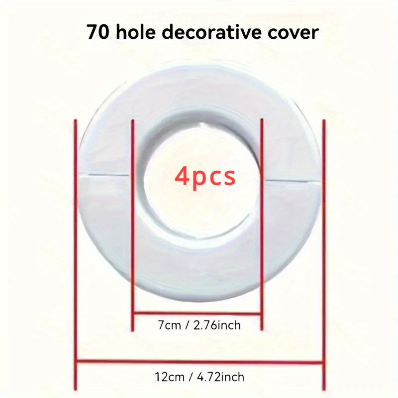 Set of 4 White Plastic Air Conditioner Hole Covers Wall-Mounted Pipe Caps