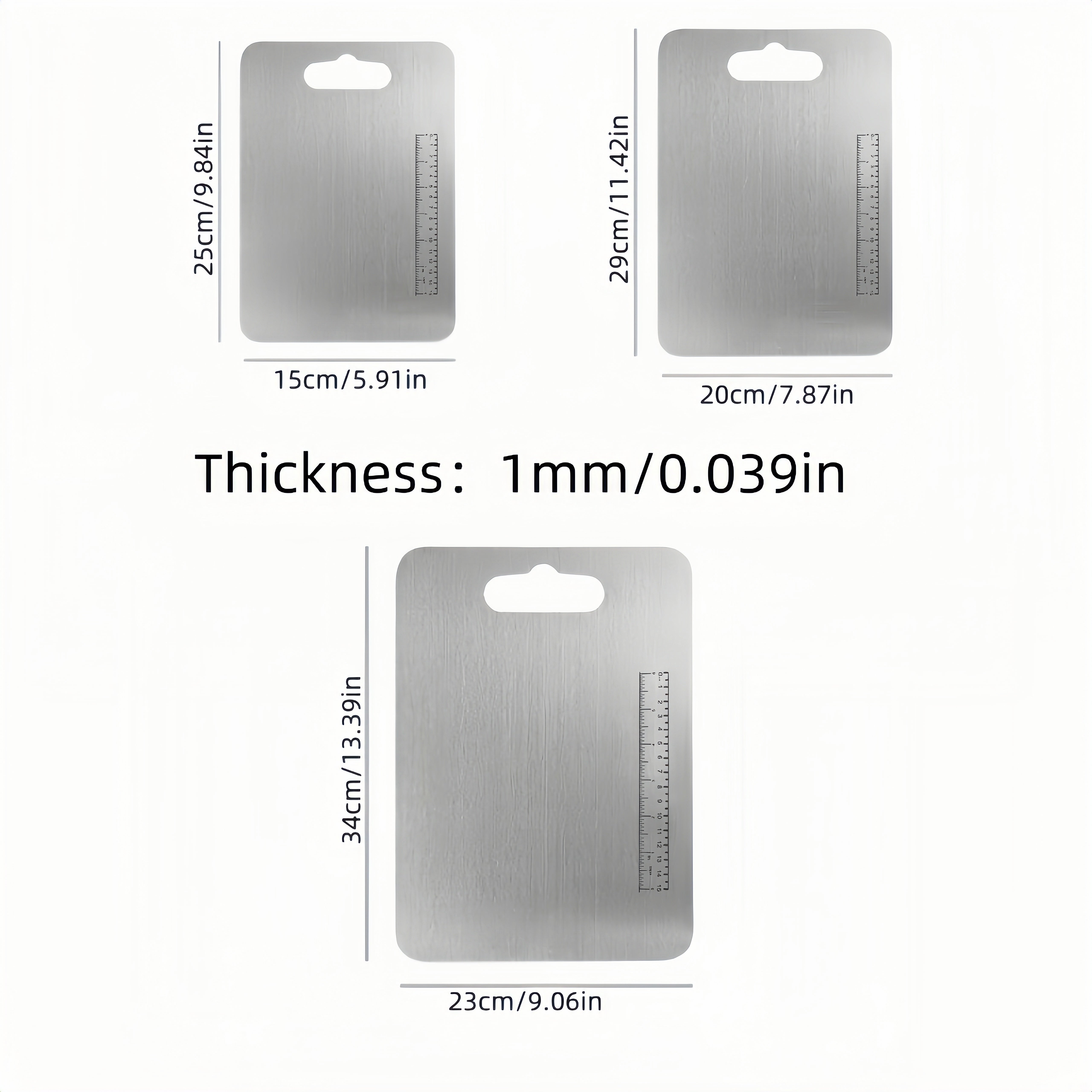 Stainless Steel Cutting Boards Set with Scales Double-Sided Food Grade Kitchen Tools