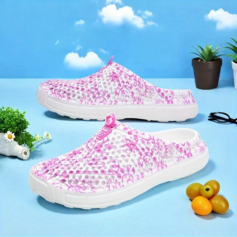 Women's and Men's All-Season Mesh Slip-On Garden Clogs with Floral Print