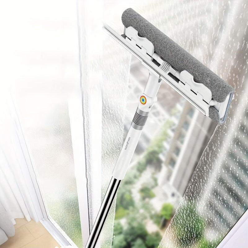 2-in-1 Window Squeegee and Mop with Swivel Head and Clip-On Cloth
