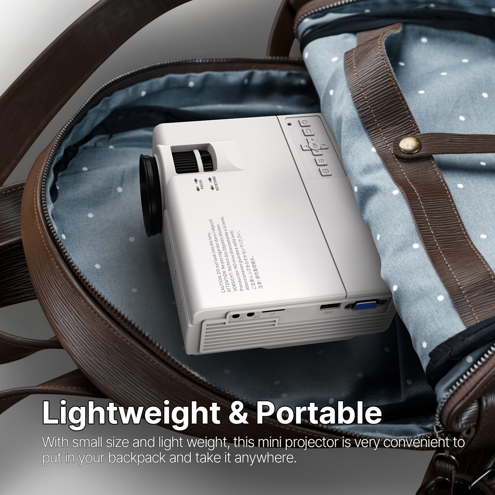 Мини HD-проектор с встроенным динамиком, беспроводной, для использования внутри и снаружи