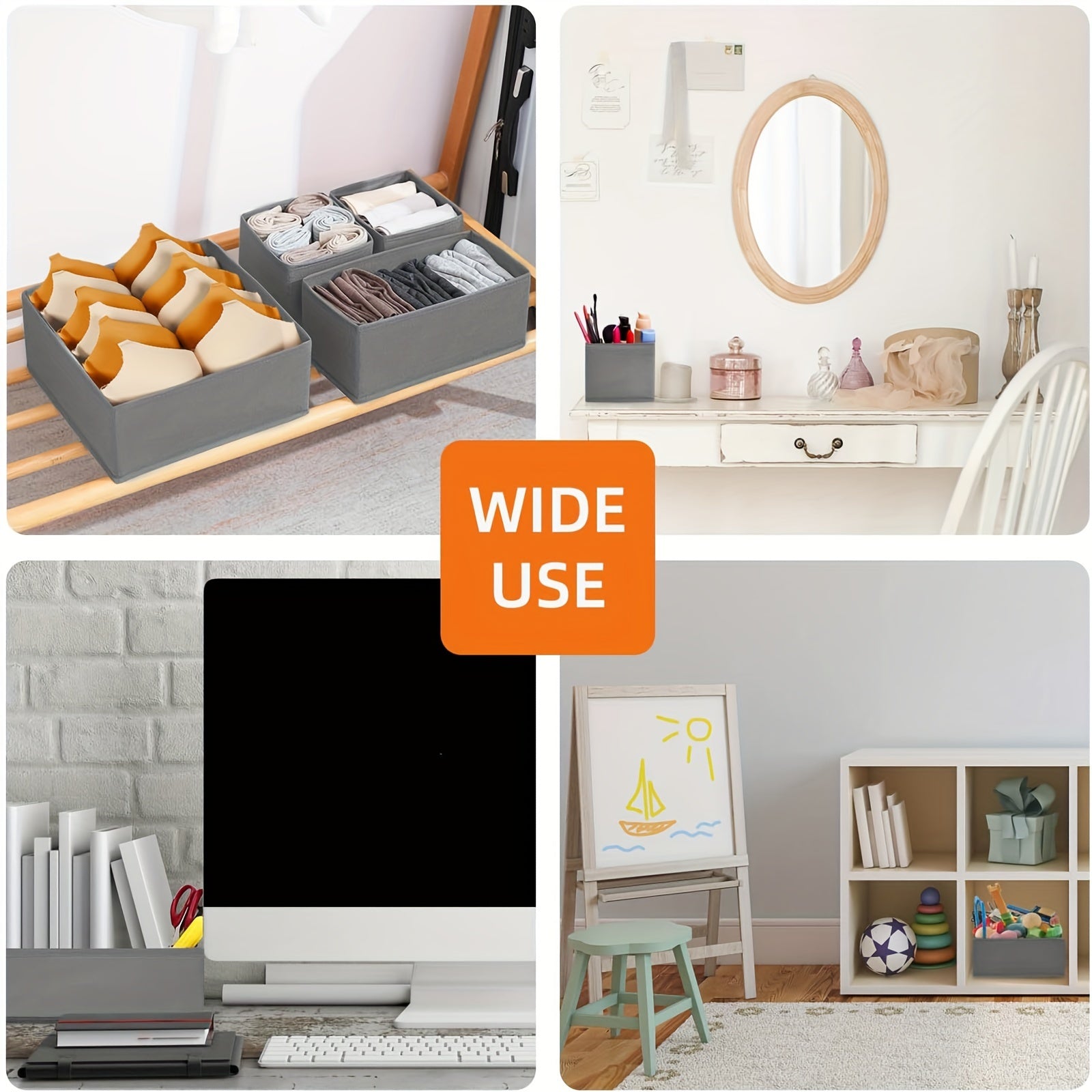 8pcs Foldable Fabric Storage Boxes for Clothes and Wardrobe Organization