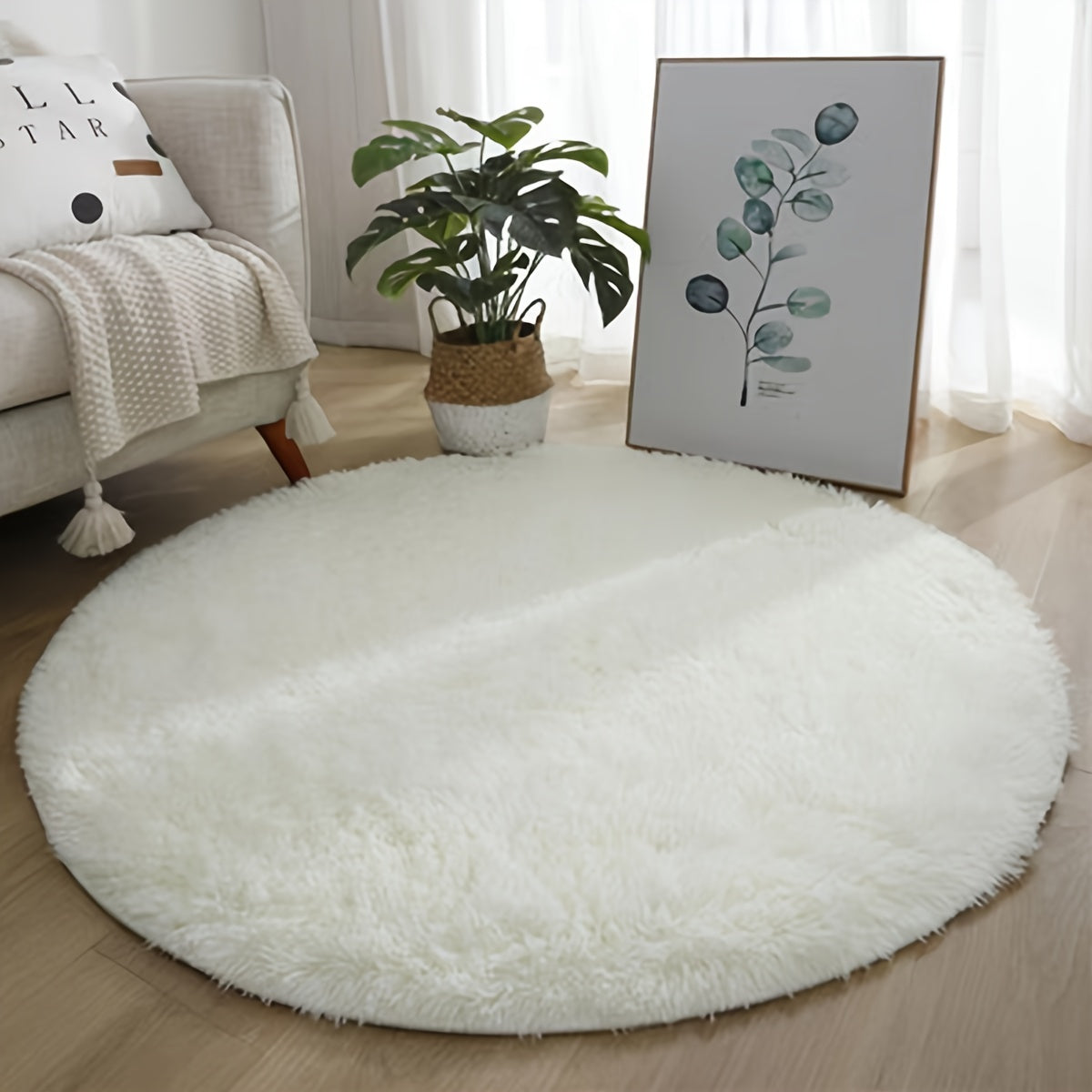 Large Plush Shaggy Area Rug Waterproof Non-Slip Soft Polyester for Living Room Bedroom