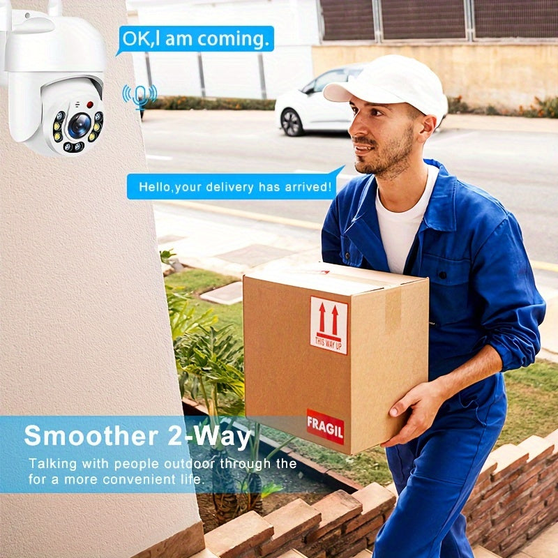 Outdoor WiFi Security Camera with PTZ Auto Tracking Full Color Night Vision AI Motion Detection Two-Way Audio Waterproof 1080p