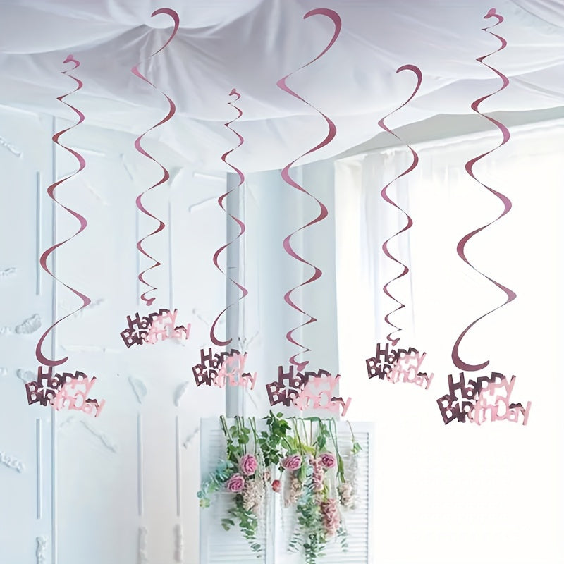 6pcs Gold Spiral Hanging Decorations for Parties and Celebrations