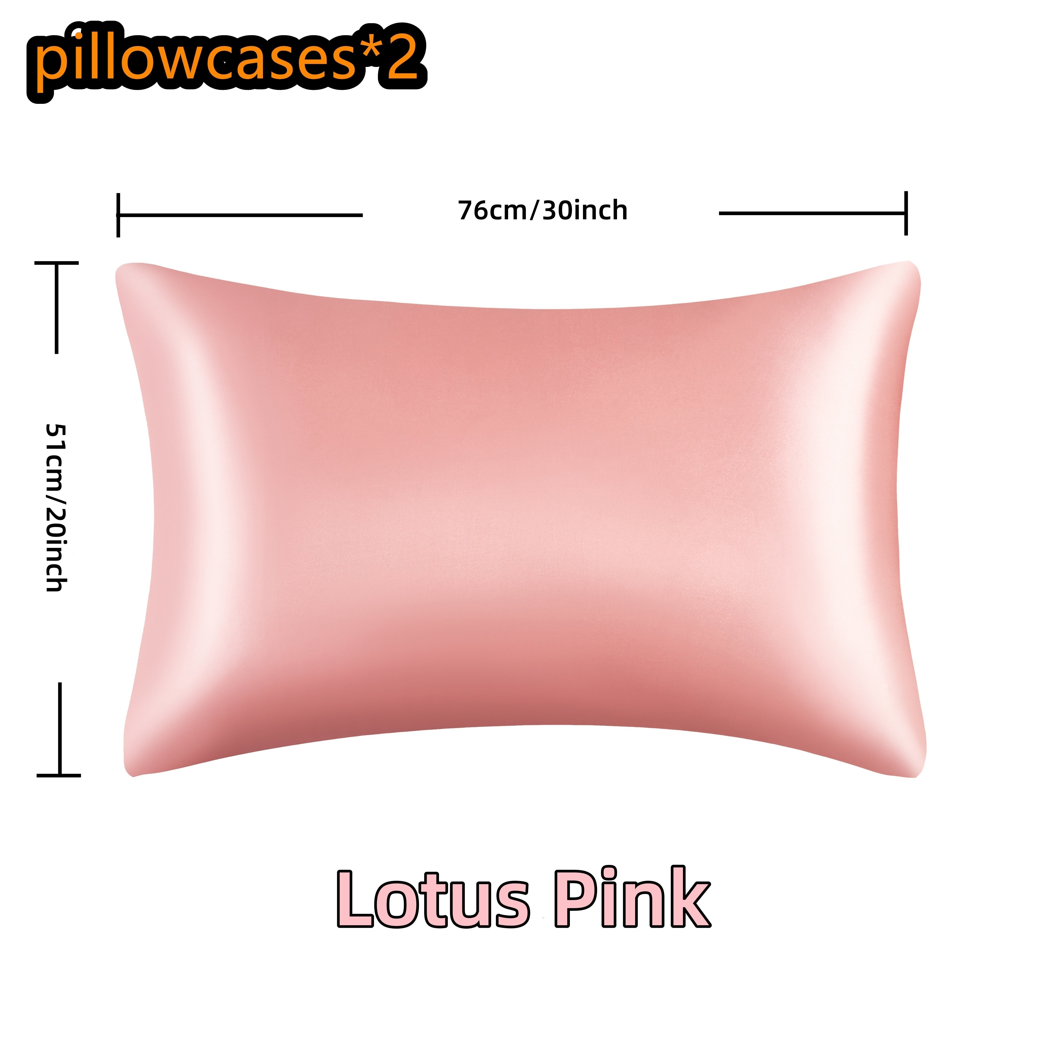 Set of 2 Satin Pillowcases in Multiple Colors 100% Polyester Envelope Closure