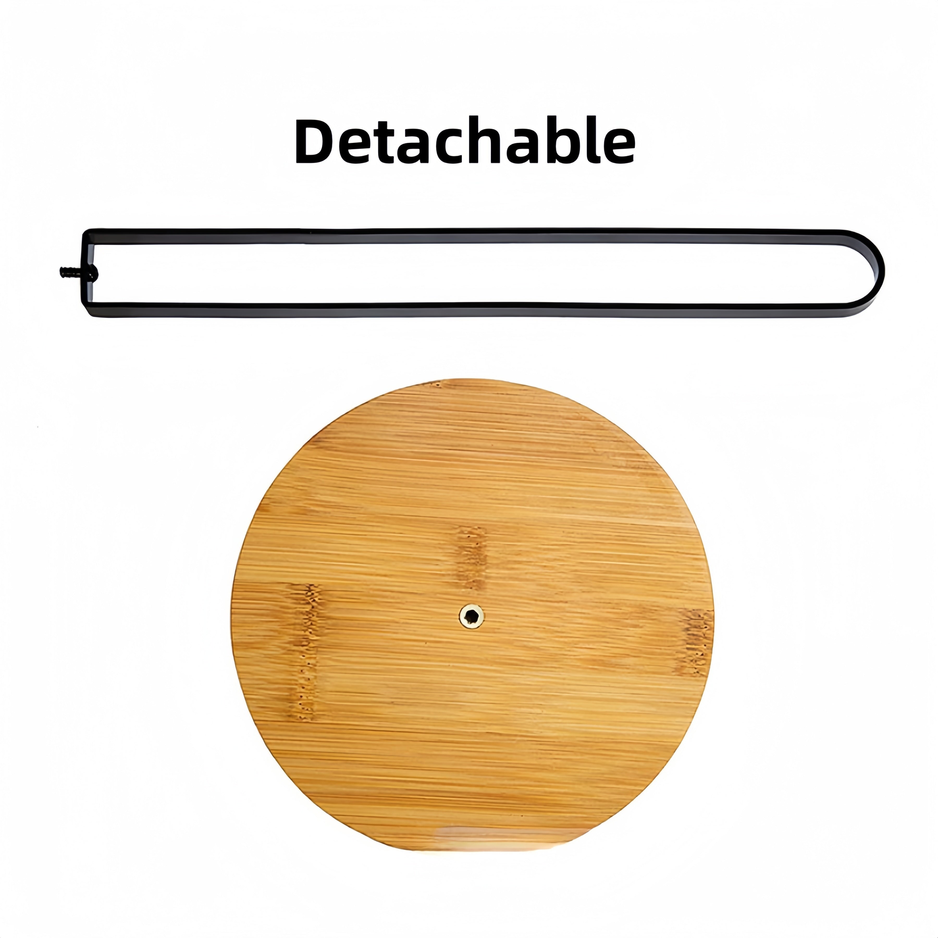 Black Bamboo and Metal Kitchen Paper Towel Holder Vertical Countertop Storage Rack