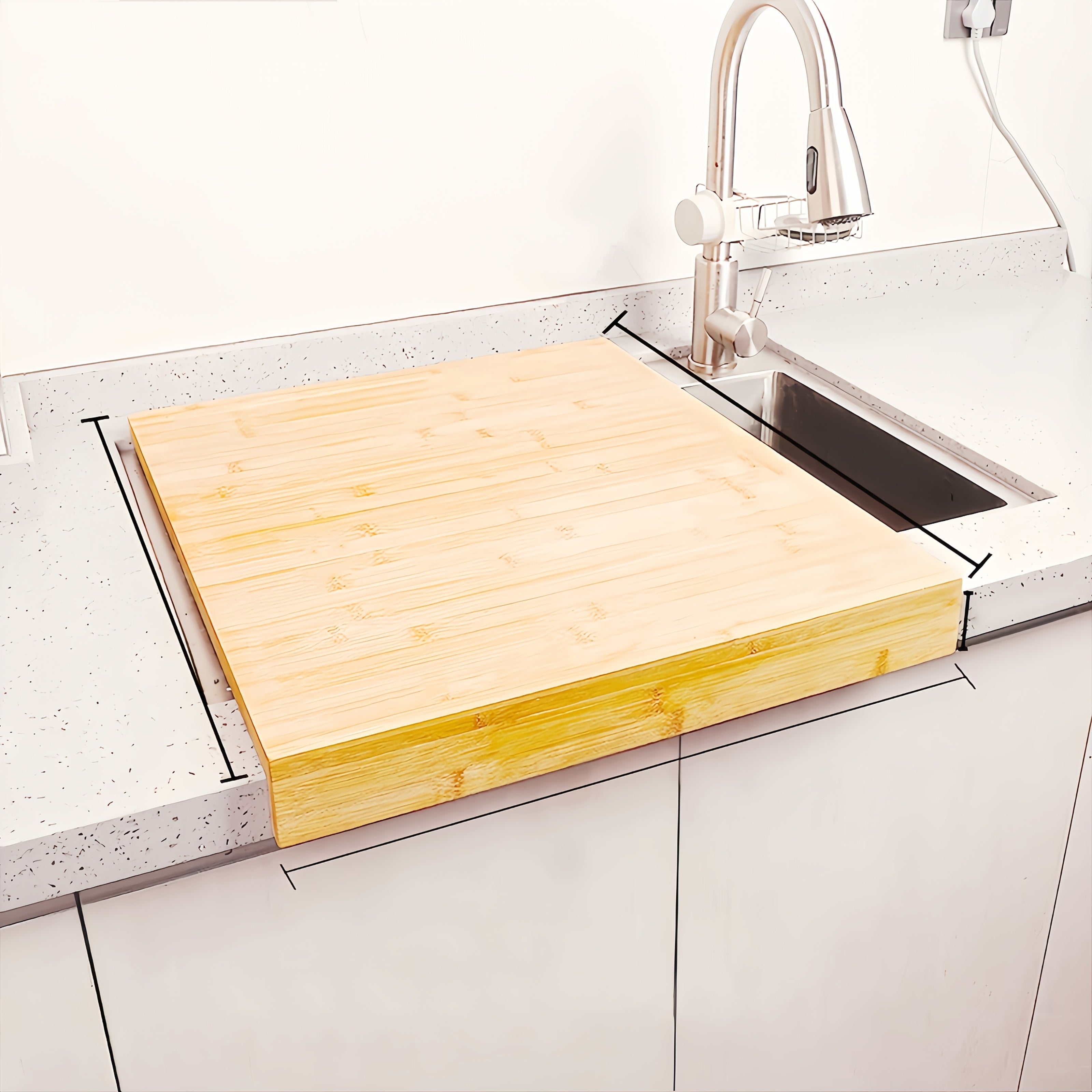 Большая бамбуковая разделочная доска для кухни и использования на улице - идеально подходит для приготовления пищи в любых условиях - универсальная разделочная доска для различных продуктов - отлично подходит для ресторанов, кемпинга и пикников.