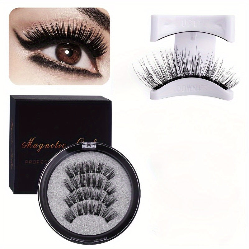 Women Reusable Magnetic False Eyelashes with Applicator Set of 4