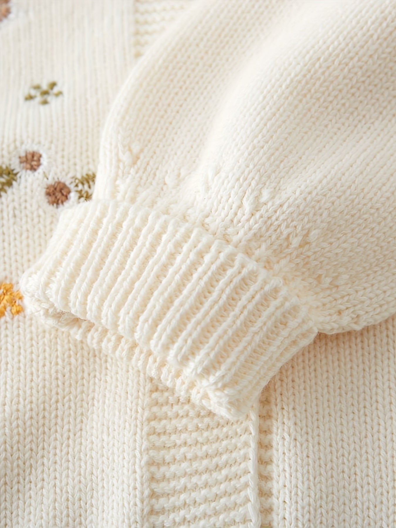 Girls' Cotton Knit Sweater Long Sleeve Floral Print Fall Winter