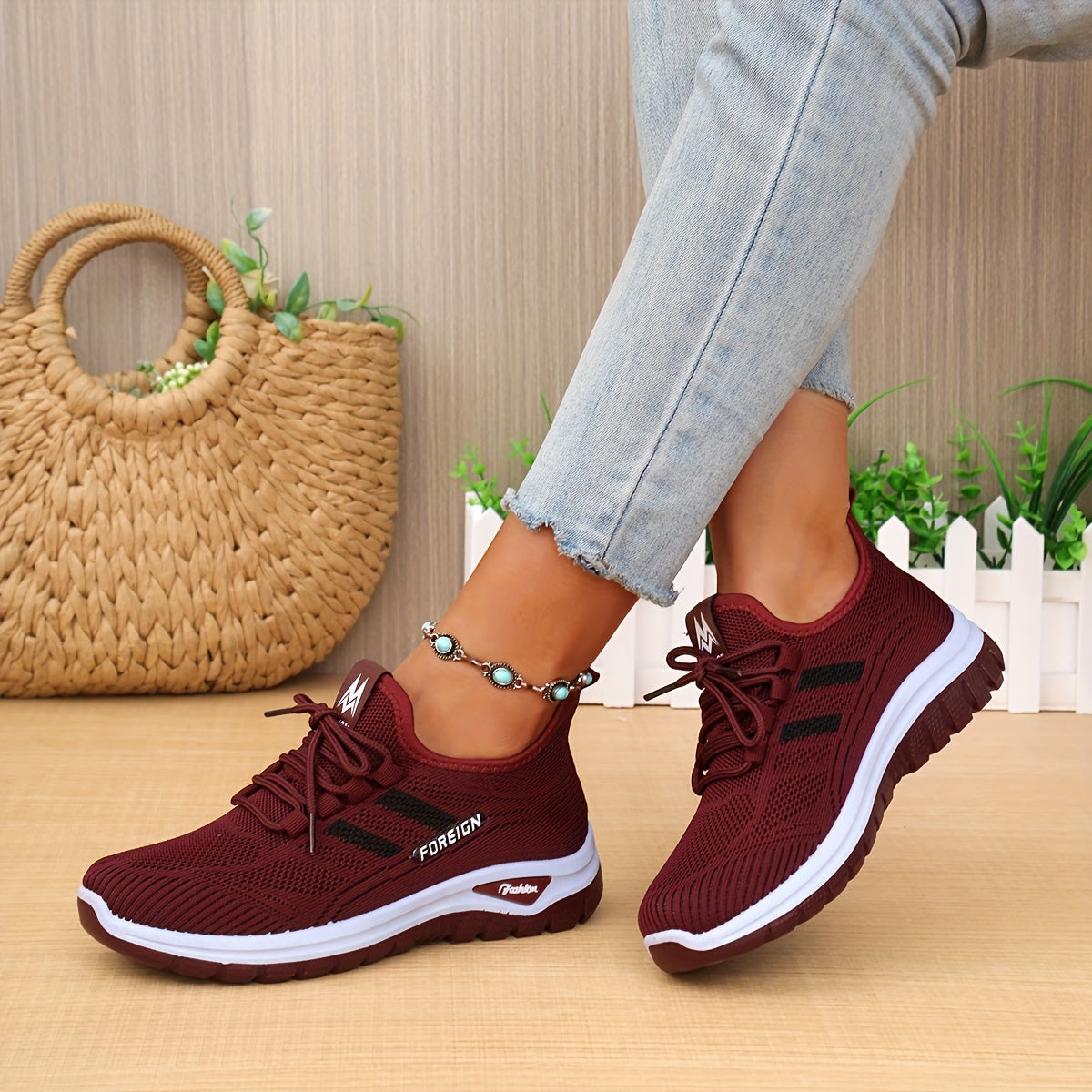 Women’s Casual White Sneakers Breathable Comfort Flat Sole