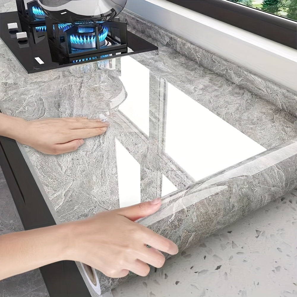 Водонепроницаемые обои-наклейки для ванных комнат и кухонь, легкие в применении и устойчивые к влаге. Идеально подходят для ремонта туалетов и кухонь, с дизайном мраморной плитки.