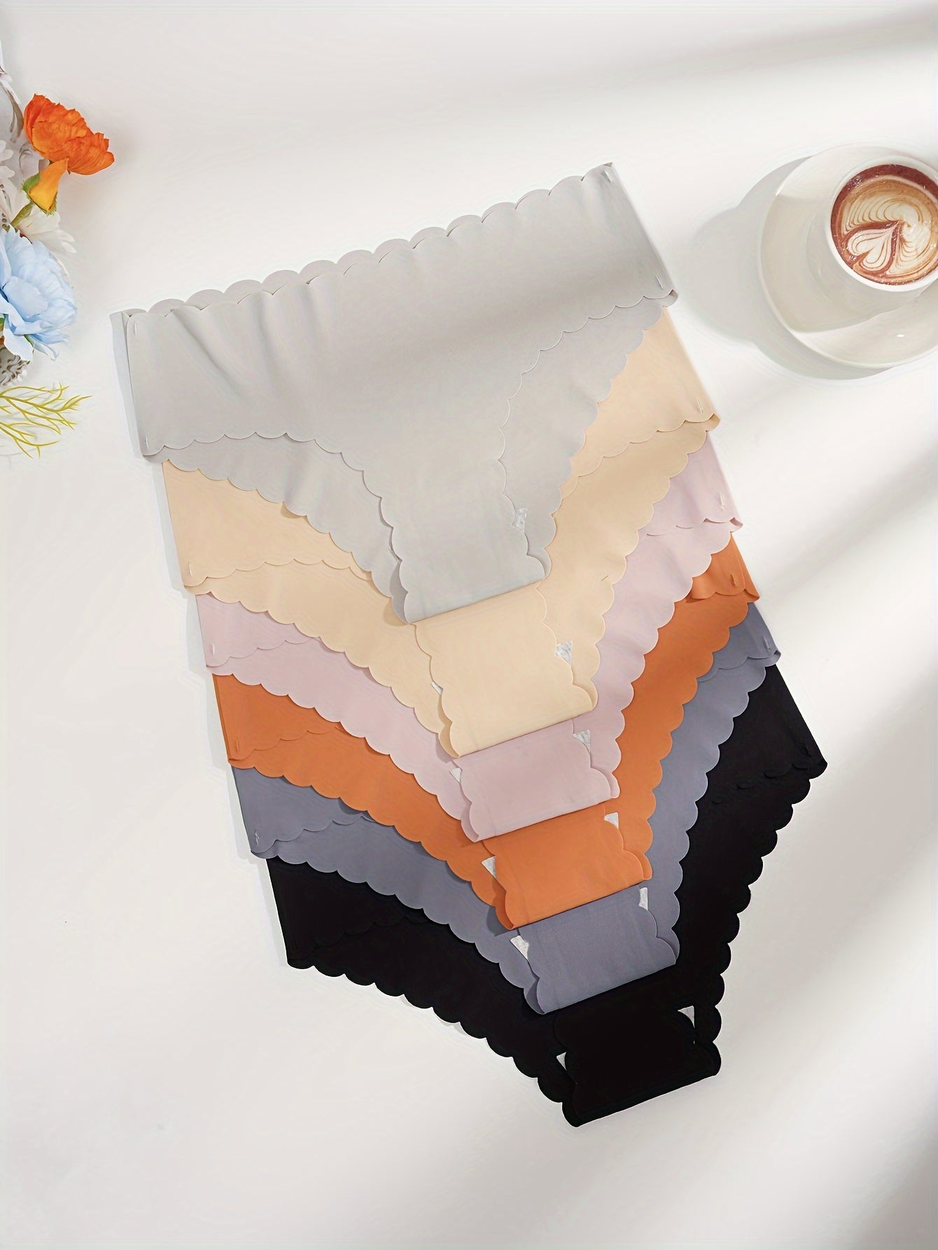 6 Pack Seamless Solid Briefs with Scallop Trim Breathable Comfortable Panties