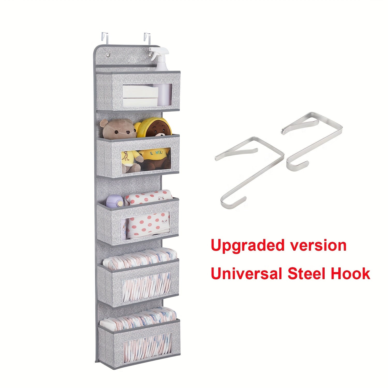 Wall Mounted Organizer Storage with 2 Metal Hooks for Wardrobe Closet Bathroom Kitchen