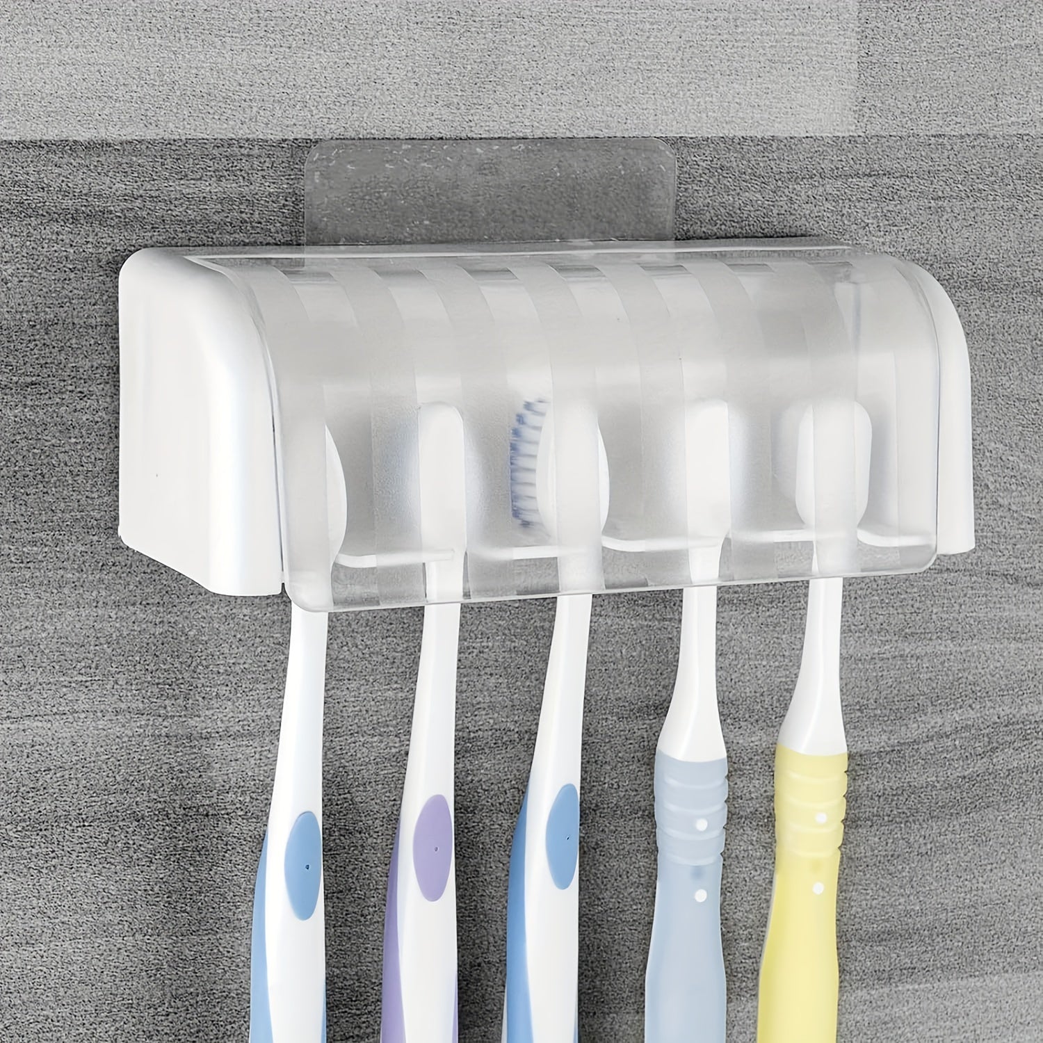 Wall-Mounted Toothbrush and Toothpaste Holder Space-Saving No Punch Installation Bathroom Accessory
