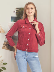 Women's Denim Jacket Multicolor Relaxed Jeans Style Grape