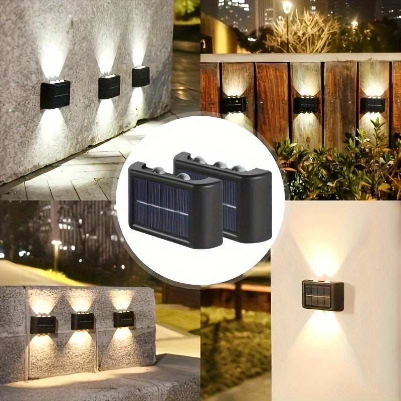 6 LED Warm Light Solar Wall Sconce Outdoor Decorative Lighting Acrylic Shade Metal-Like Plastic Housing