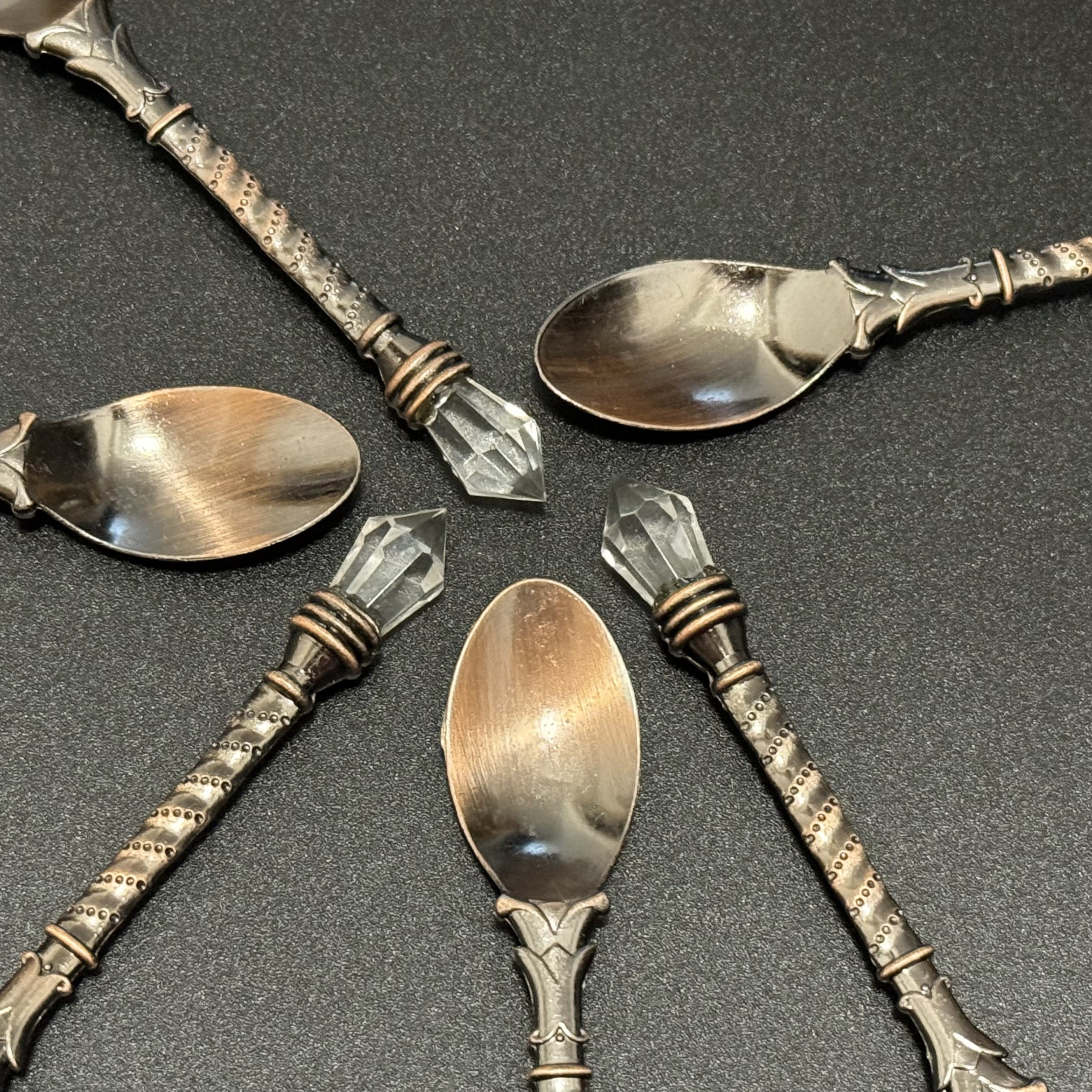 Gold-Plated Coffee Spoon with Crystal Handle for Holiday Celebrations