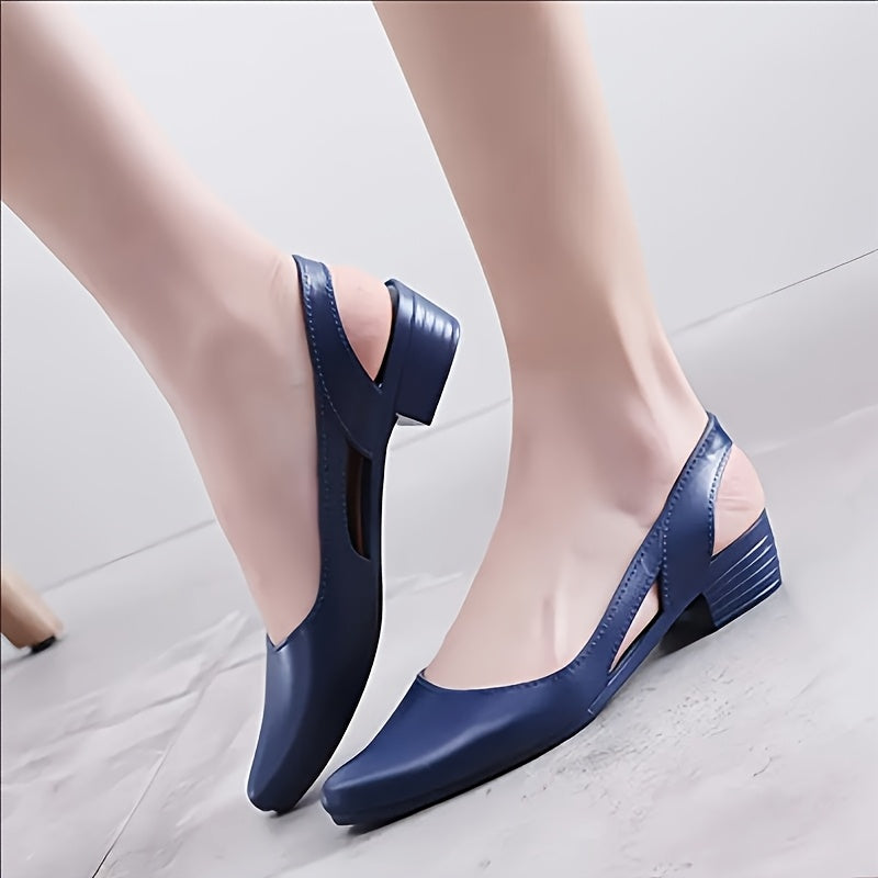 Women's Pointed Toe Flats Slip-Resistant Black TPU Office Shoes