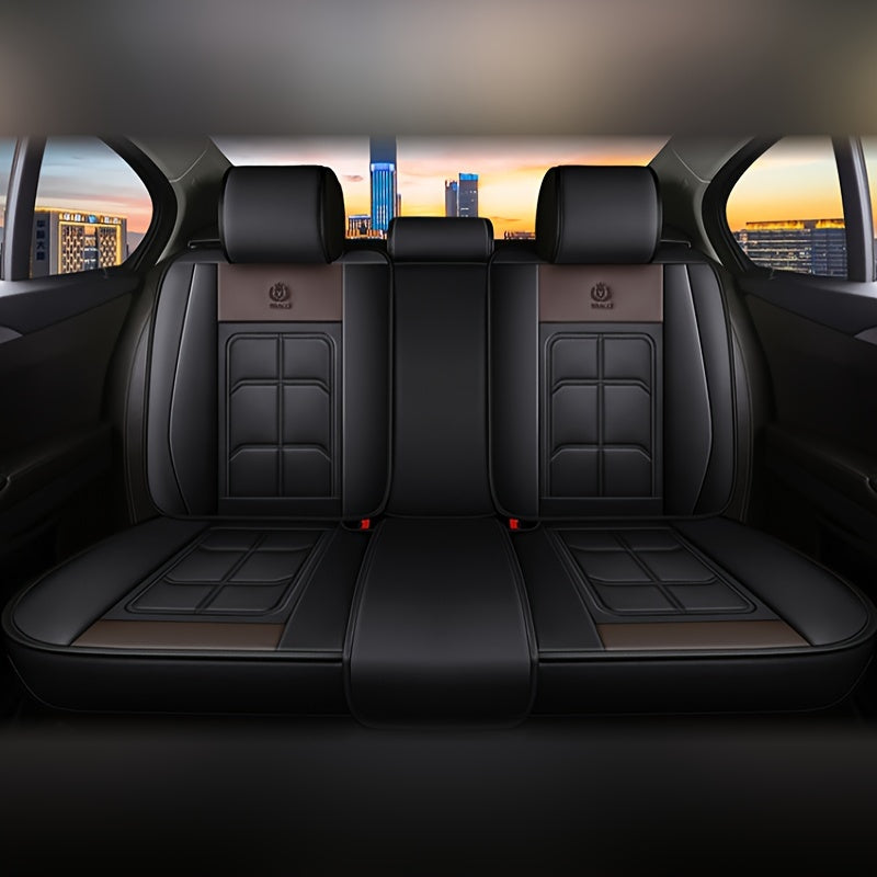 PU Leather Car Seat Covers with Red Accents for Sedans and SUVs Durable Comfortable Interior Accessory