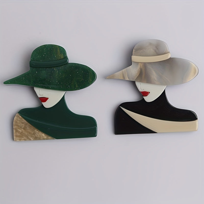 African Inspired Acrylic Brooches for Women Human Head Design Elegant Jewelry