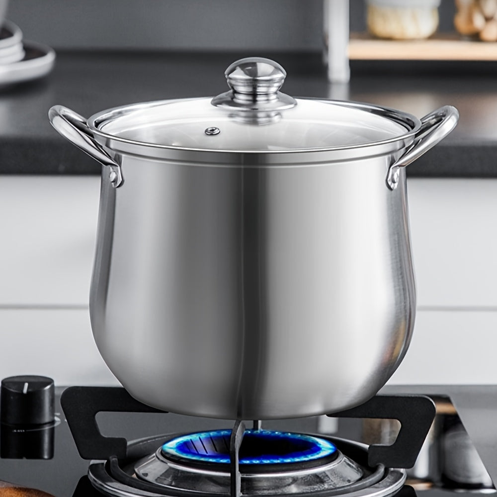 Large capacity stainless steel cooking pot for soup porridge steaming stew on induction or gas stove