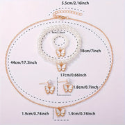 Women's Butterfly Quartz Watch and Jewelry Set with Faux Leather Strap and Zinc Alloy Case