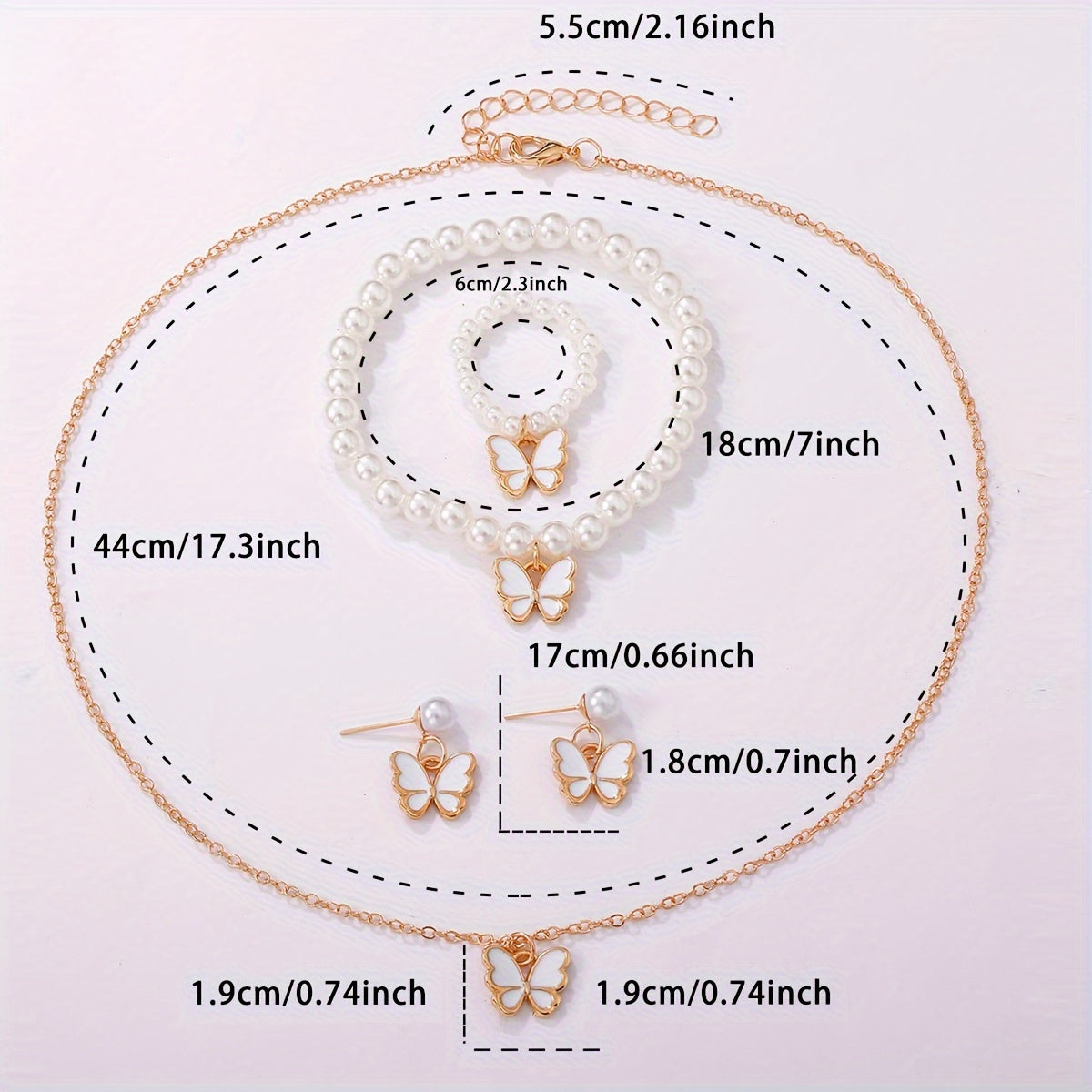 Women's Butterfly Quartz Watch and Jewelry Set with Faux Leather Strap and Zinc Alloy Case