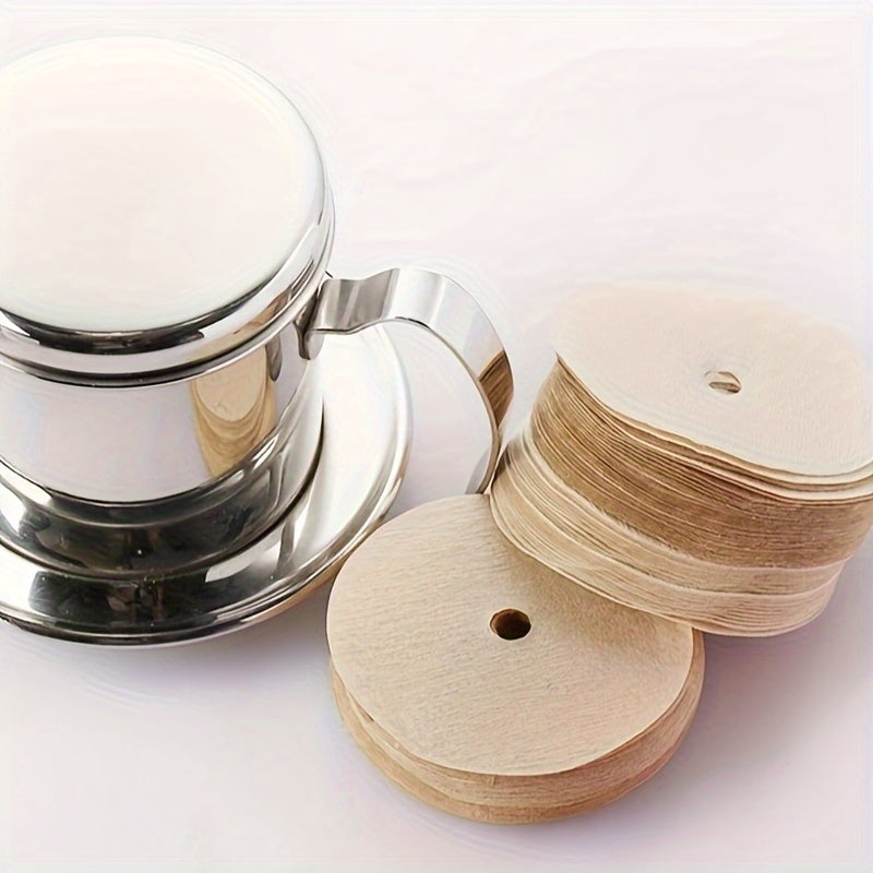 100 dona qahva filtrati qog'ozlari, 6.4 sm dumaloq, bir martalik tomchi filtr, sayohat va ofis uchun