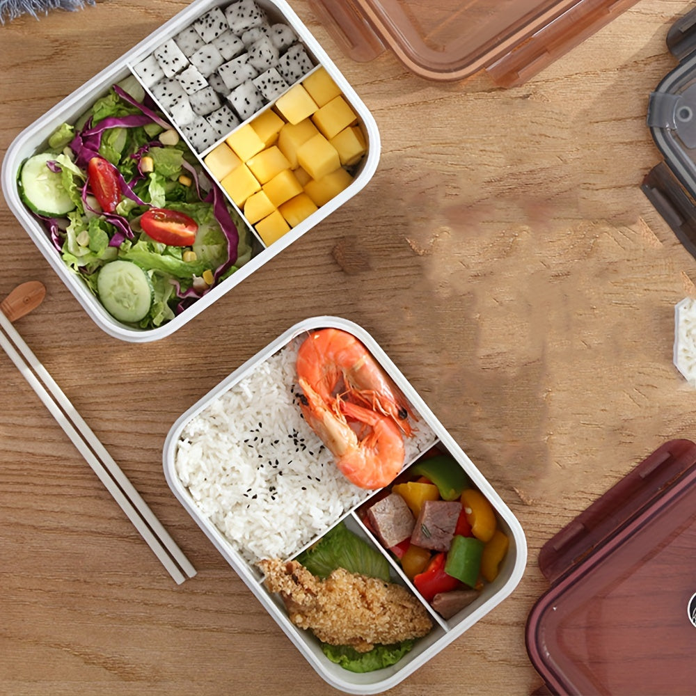 Multi-Functional Plastic Lunch Box with Dividers, Microwave Safe, Square Container