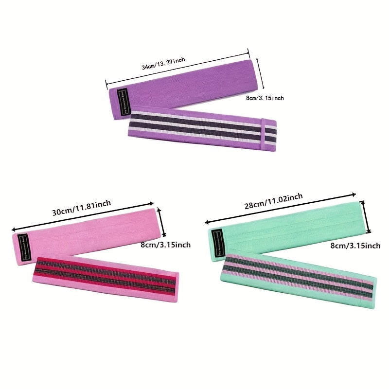 Set of 3 Non-Slip Resistance Bands for Legs and Buttocks Yoga Pilates Stretching