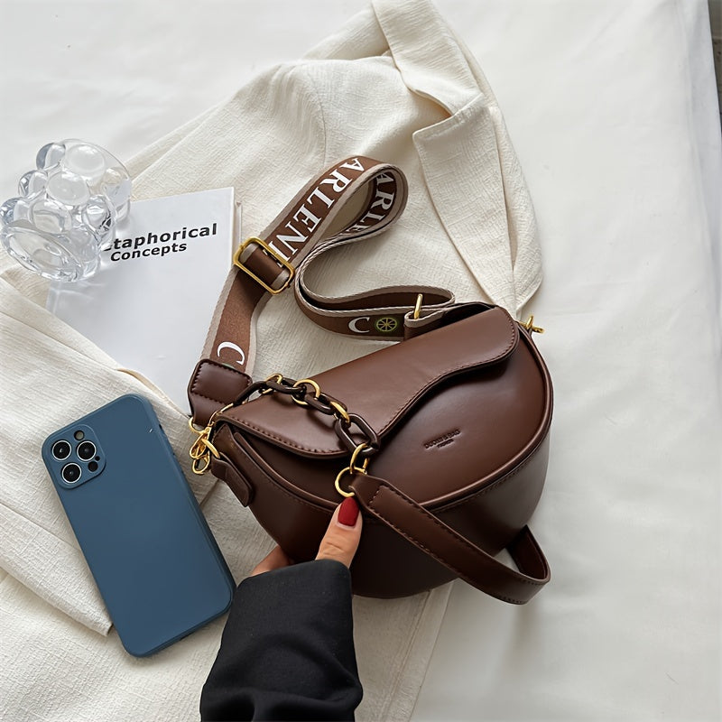 2024 Vintage Saddle Bag ayollar uchun ko‘p funksiyali sumka, belbog‘li, yelka sumkasi, burilish yopilishi va qirralar bo‘yash bilan, qora, khaki, yengil jigarrang