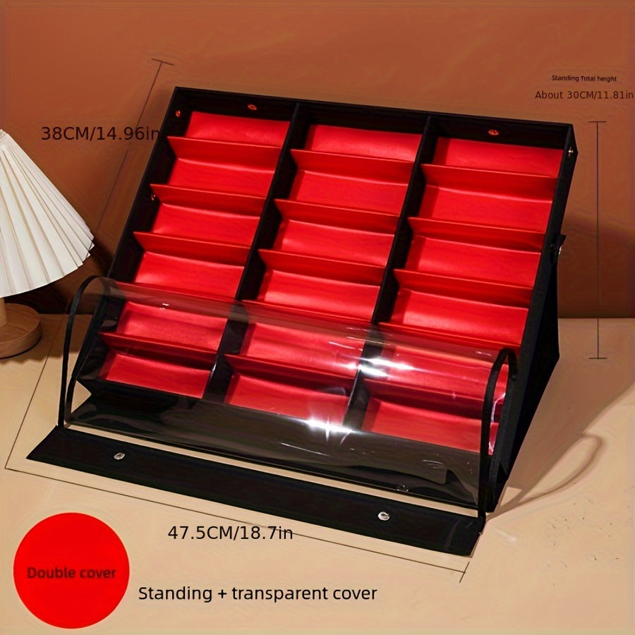 Nylon Eyeglass Storage Box with 18 Compartments Glass Display Stand for Countertop