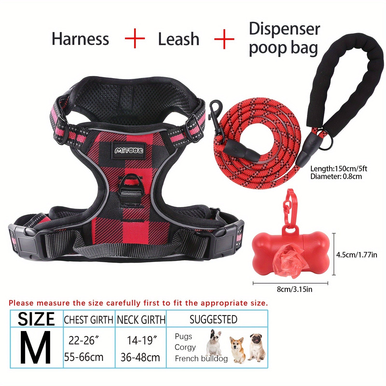 No-Pull Dog Harness and Leash Set with Reflective Features for Medium and Large Dogs