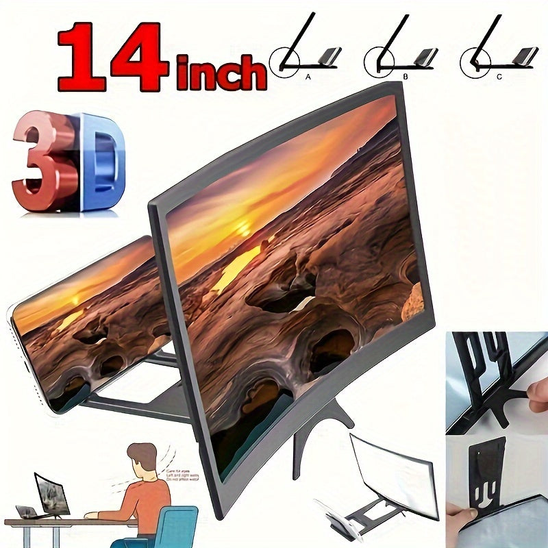 Portable Plastic Smartphone Screen Magnifier with Curved HD Display for Movies Videos and Gaming