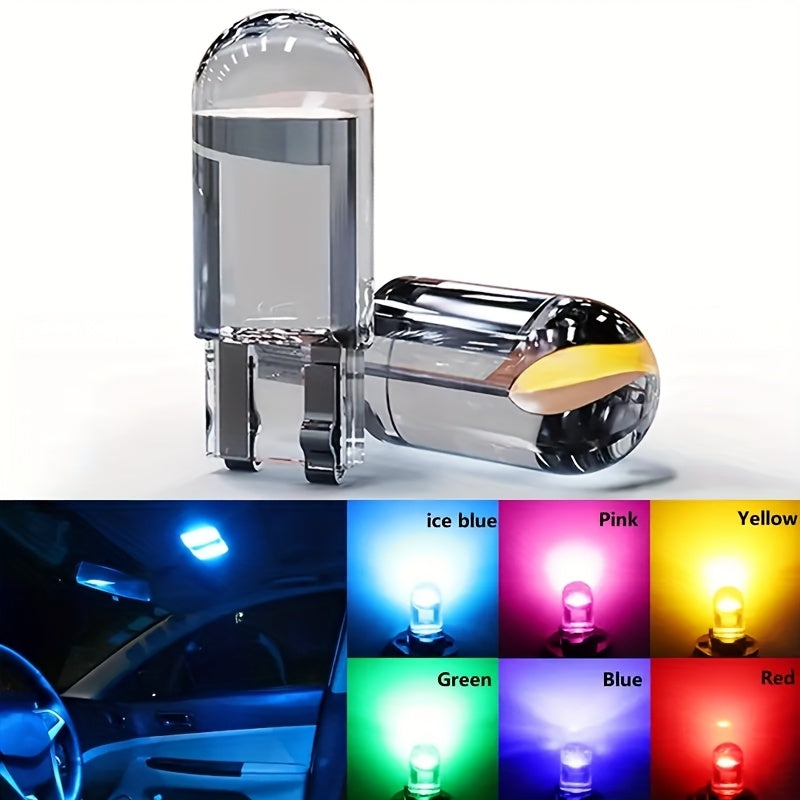 10 Pcs 2023 W5W T10 LED Car Interior Bulbs 12V Acrylic 6000K Multi-Color