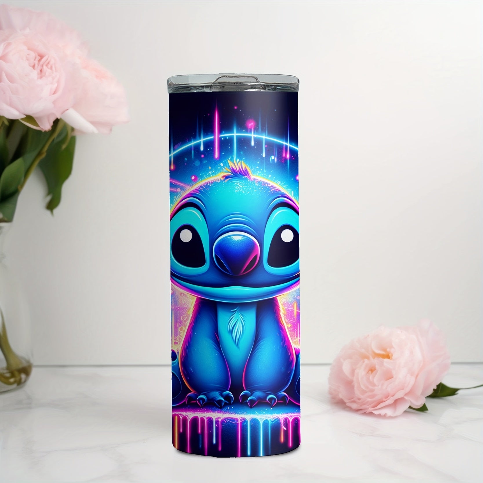 20oz zanglamaydigan po'latdan yasalgan suv idishi, multfilm qahramoni dizayni bilan, issiq-sovuq izolyatsiyali, quvurlik bilan