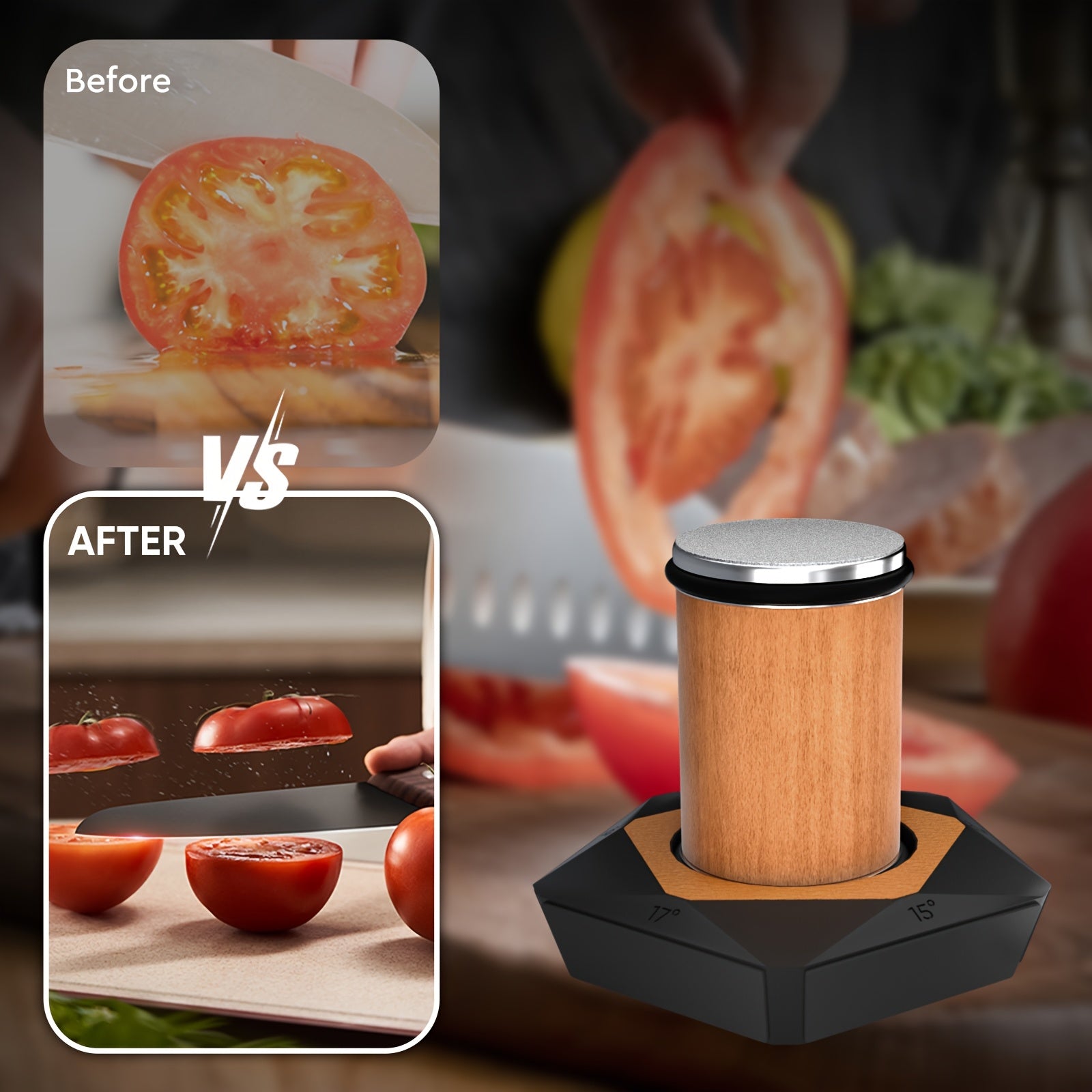 Kit multifuncional de afilador de cortador de cocina con ángulos de 12-21°