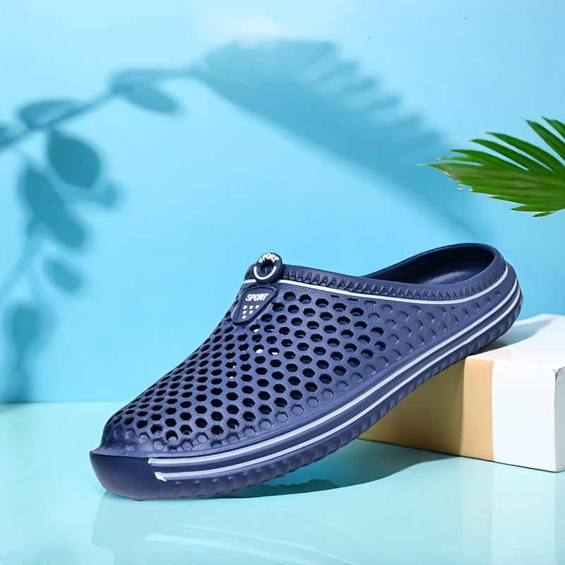 Women's Lightweight Summer Clogs - Breathable Perforated Slip-On Sandals Black EVA