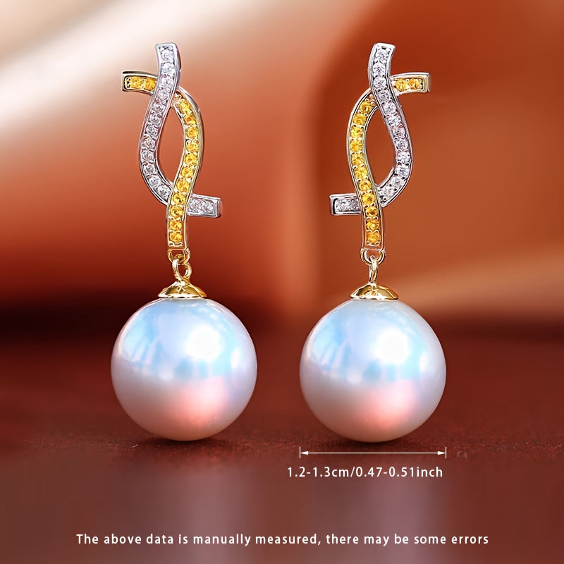 MUFAN Elegant Luxury Dangle Earrings, 12-13mm tabiiy shirin suv marvaridlari bilan 1 juft S925 kumush bilakuzuklar, sovg'a qutisi bilan birga, har kuni kiyish va maxsus tadbirlar uchun mukammal.